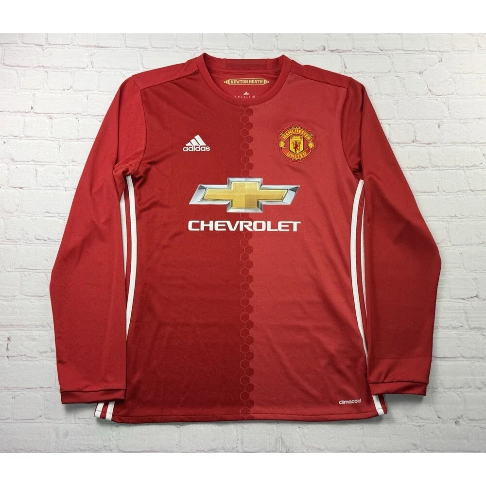 Manchester United 2017-2018 Home Soccer Long Sleeve Jersey Football Kit Size M